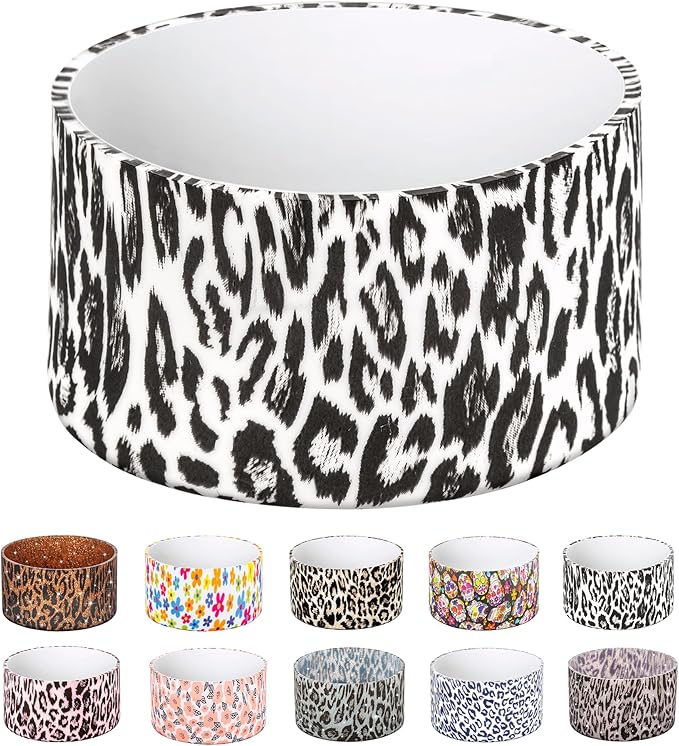 Silicone Boot for Stanley Quencher Tumbler 20/30/40 oz &IceFlow 20/30oz,Owala 24/40 oz Cup Cheetah Boot Sleeve 40oz Bottom Protector for Bottom Size 2.8-2.95" Cups & Bottles BPA-Free(White Leopard)