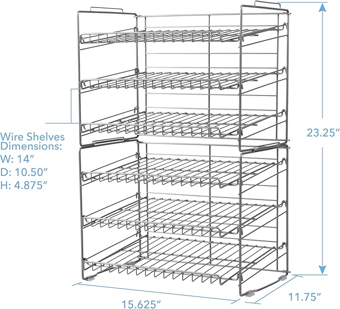 Atlantic Gravity-Fed Compact Double Canrack – Kitchen Organizer, Durable Steel Construction, Stackable or Side-by-Side, PN in Silver