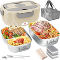 Electric Lunch Box for Men, Women & Adults - 80W Fast Heating - Heated Lunch Box with Dual 1.5L SS Containers - Portable Food Warmer for Car, Truck, Office