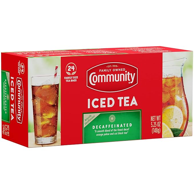Community Coffee Decaf Tea, 24 Family Size Tea Bags (Pack of 12)