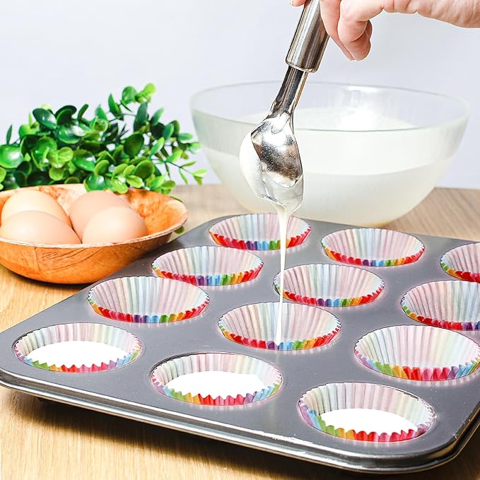 Baking Cups, 100 pieces Paper Muffin Wrappers Nonstick Muffin Molds Baking Cup Holders for Wedding, Birthday, Baby Shower or Holiday Party