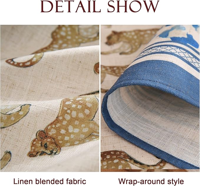 patdrea Designer Vintage Linen Table Cloth for Rectangle Table,Leopard Animal Pattern Soft Breathable Tablecloth,Decor Cover for Kitchen Dining,Christmas,Parties,Thanksgiving,55"x79"-from