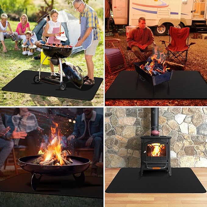 76x48in Under Grill Mats for Outdoor Grill,Waterproof,Oilproof and Fireproof Fire Pit Mat,BBQ Matt for Under Grill,Indoor Fireplace Mat，BBQ Protector for Decks and Patios