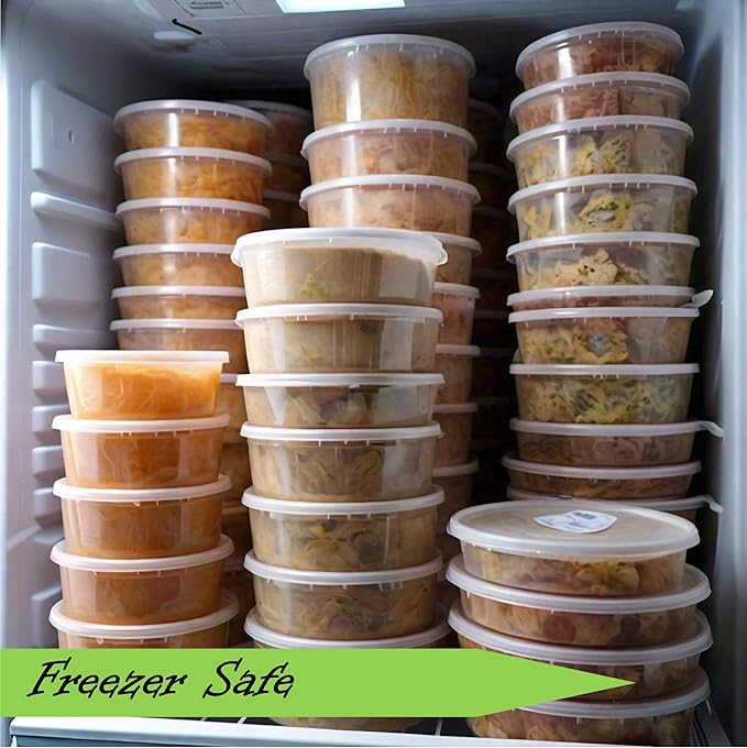Mr Miracle Deli Containers with Lids - 24 Pack of 16 oz Clear Airtight Reusable Plastic Food and Multi-Purpose Containers - Microwave, Freezer, and Dishwasher Safe