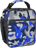 Insulated Lunch Bag, Leakproof Portable Box for Women Men Boys Girls, Large Capacity Cooler Bag with Handle and Bottle Pocket for Office School Camping Hiking Outdoor Beach Picnic (Camo Blue)