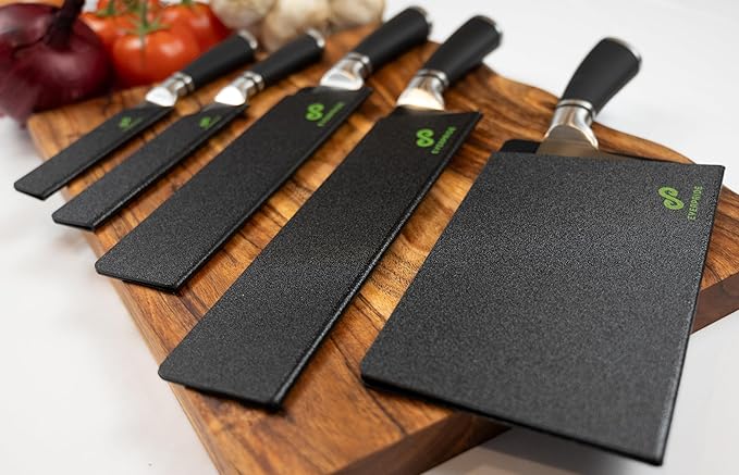 EVERPRIDE 5 PIECE Chef Knife Guard Set Universal Blade Edge Cover and Knife Sheath Set for Chef and Kitchen Knives Durable BPA-Free Felt Lined Sturdy ABS Plastic Knife Storage and Protection