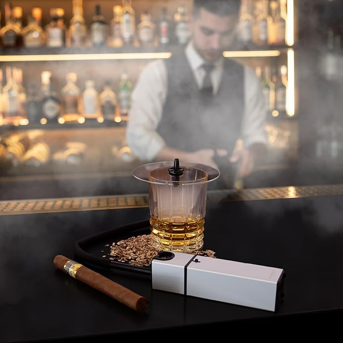 Cocktail Smoker Kit - Indoor Drink & Food Infuser with Wood Chips | Old Fashioned Whiskey Bourbon Smoker Gift