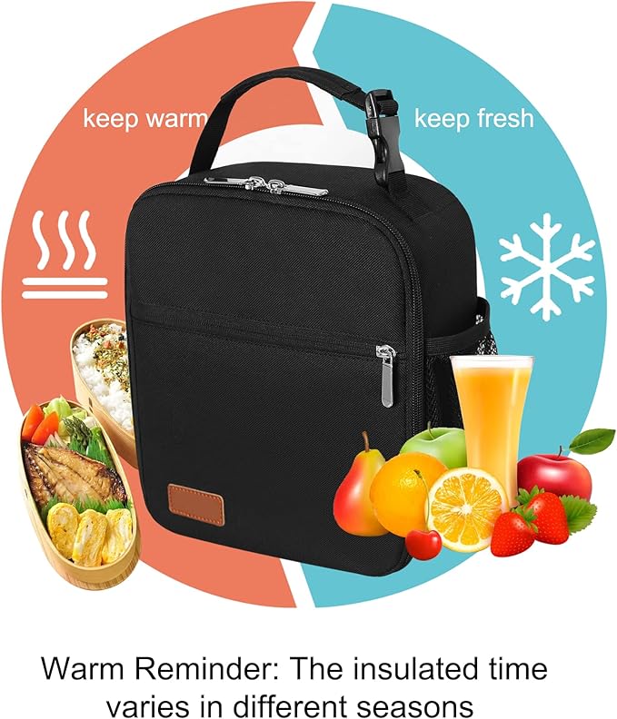 Lunch Box for Men & Women Durable Lunch Bag for Adults Reusable Small Lunchbox Black
