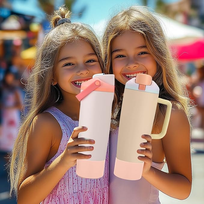 Mity rain 2PCS Protective Silicone Boots for Owala 30oz & 40oz FreeSip Sway Bottles & Tumblers - Accessories for owala, Enhances Stability & Prevents Scratches (Light Peach)
