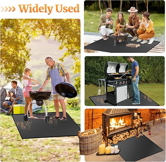 48" Square Fire Pit Mat/Under Grill Mat Fireproof Waterproof Oil-Proof, 4 Layers Fireproof Mat Fireplace Mat BBQ Grill Pads Protect Mat for Deck,Patio,Outdoor Charcoal,Smokers,Wood Floor,Gas Grills