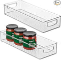 iDesign Slim Extra Long Clear Storage Bin, Narrow Stackable Organizer for Kitchen or Pantry, 2-Pack