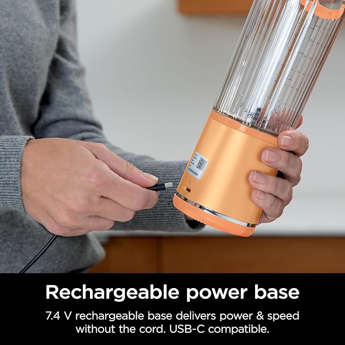 Ninja Blast Portable Blender, Cordless, 18oz. Vessel, Personal Blender for Shakes & Smoothies, BPA Free, Leakproof Lid & Sip Spout, USB-C Rechargeable, Dishwasher Safe Parts, Orange Apricot, BC151AO