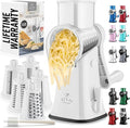 Zulay Kitchen Rotary Cheese Grater 5 Blade Cheese Shredder - Manual Hand Crank Cheese Grater With Reinforced Suction & 5 Interchangeable Drums - Easy to Use, Vegetable Chopper Round Mandoline Slicer