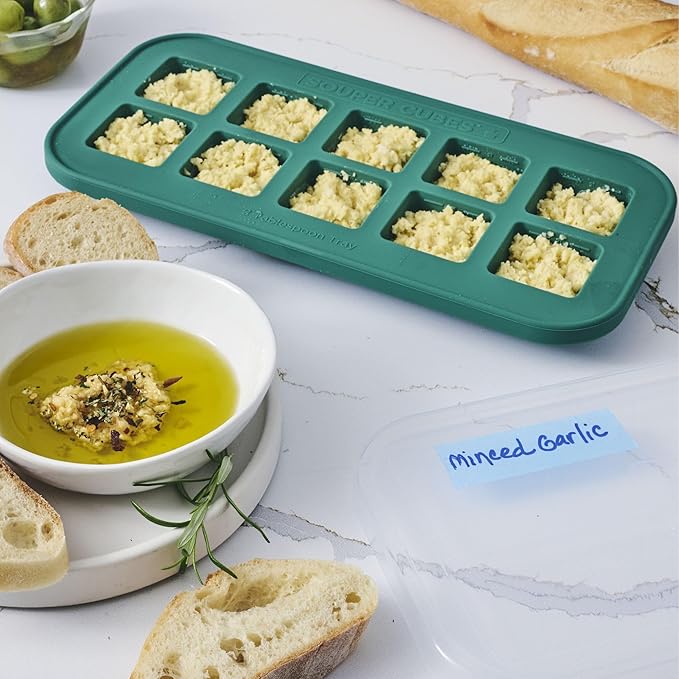 Souper Cubes 2 Tbsp. Silicone Freezer Molds - Perfect for Storing Garlic, Herbs, Ginger, Pesto, Tomato Paste, Lemon Juice, Purees and More - Silicone Baby Food Freezer Tray - Kale – 2-Pack