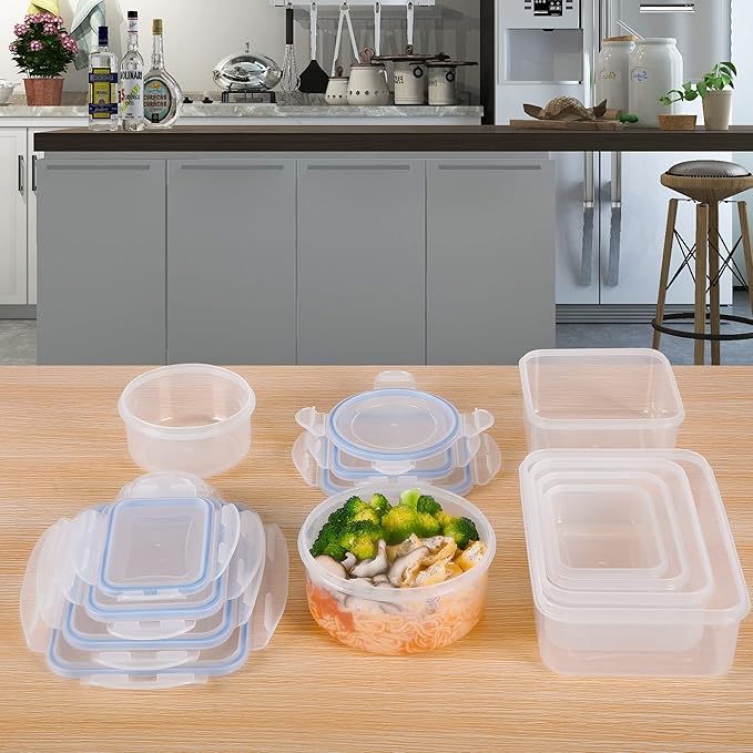 Tiastar Food Storage Containers Set of 8 PCS, Plastic Food Containers with Lids Airtight, 100% Leak-Proof, BPA Free, Microwave & Freezer and Dishwasher Safe, 0.24-1.5L