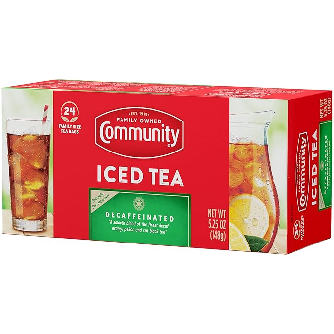 Community Coffee Decaf Tea, 24 Family Size Tea Bags (Pack of 12)