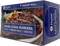 KingSeal 500 Count 3.5 Inch Natural Birch Wood Steak Markers, Heat Stamped, MED Well, Eco-Friendly, Bulk Pack - 500 Count Per Box