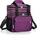 GLENKEY Expandable Insulated Lunch Box, Double Deck Lightweight Large Lunch Bag Tote Leakproof Cooler Bags for Women Adults Work Outdoor Picnic Daytrip, Purple,16L