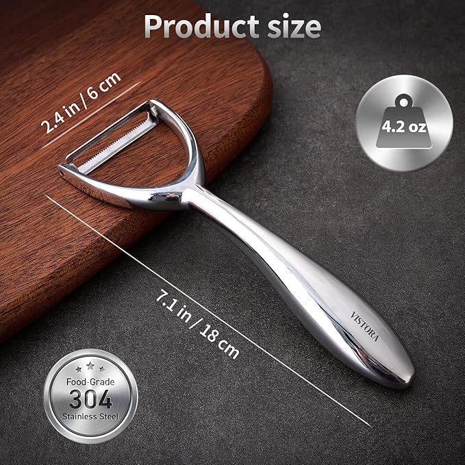 Vegetable Peeler, Stainless Steel Peeler for Kitchen, Apple Peeler Smooth Curved Handle, Double Blades, Ultra Sharp, Fruits & Veggie Peeler, Non Rustic and Non Toxic, Y Shap Kitchen Aid Peeler