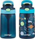 Contigo Kids Water Bottle with Redesigned AUTOSPOUT Straw 14oz. 2 Pack Blueberry and Blue Raspberry & Blueberry and Blue Raspberry with Cosmos