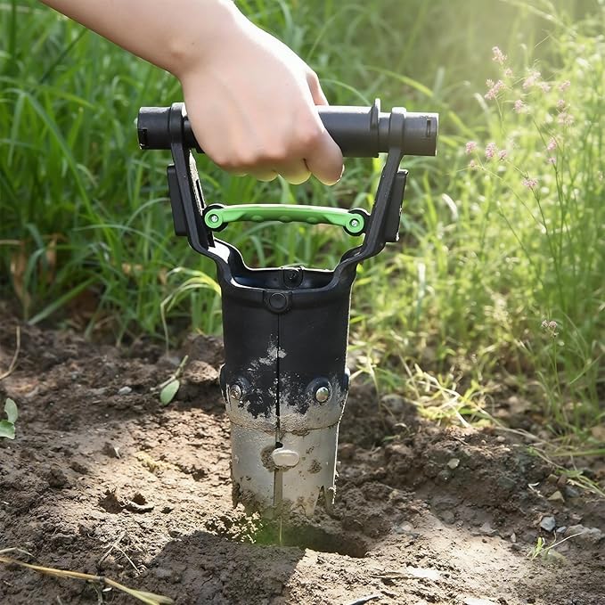 Gardtech Sturdy Bulb Planter, 5 inches Depth Hand Bulb Planting Tool, Heavt Duty Stainless Steel Garden Soil Release Tool & Transplanter for Plants Seeds and Digging Tulips