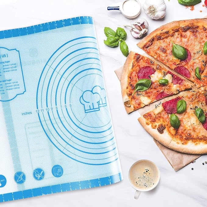 Silicone Pastry Mat,26" x 16" Nonstick Large Durable Silicone Sheet Mat with Measurement Non-slip Dough Rolling Mat for Pie Crust, Pizza, Cookies