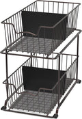 SimpleHouseware 2 Tier Cabinet Wire Basket Drawer Organizer, Brown
