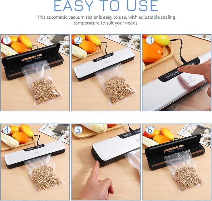 Vacuum Sealer: Food Saver Vacuum Sealer Machine, 75kpa One-Touch Automatic Food Sealer, Seal in 10-20 Seconds Food Storage Vacuum Sealers, Preserves Freshness for Food Kitchen Appliances