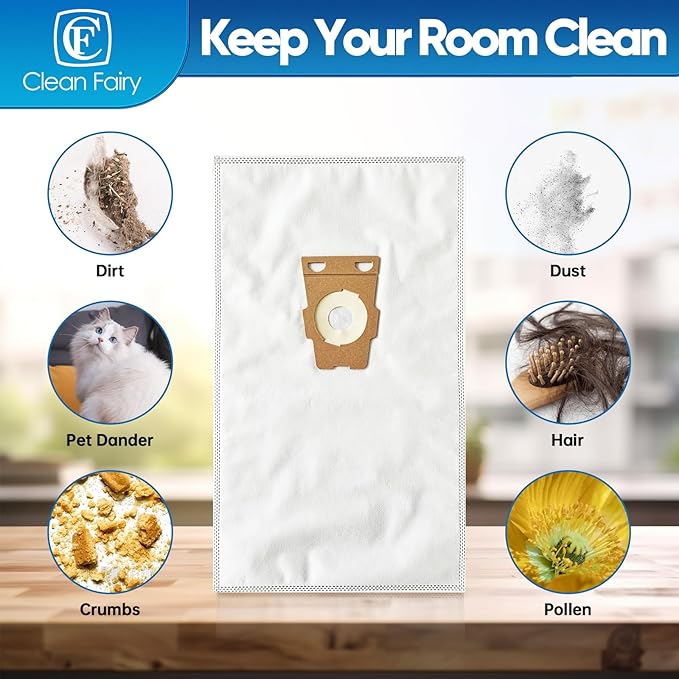 CF Clean Fairy 10 Pack Compatible With Kirby Vacuum Bag Style F For Avalir, Sentria I, II, Ultimate Diamond G3 G4 G5 G6 Gsix G10, G10D, G10E, G10Se Replacement for 204808 204811