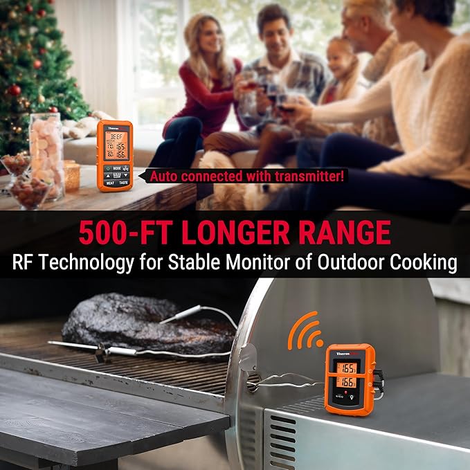 ThermoPro TP20 500FT Wireless Meat Thermometer with Dual Meat Probe, Digital Cooking Food Meat Thermometer Wireless for Smoker BBQ Grill Thermometer Beef Steak Fish Turkey Thermometer