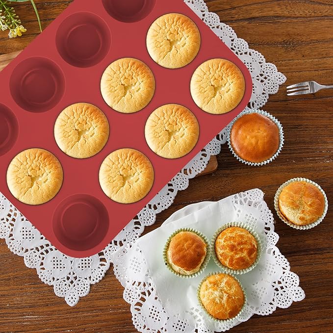 Economical 7in1 Nonstick Silicone Baking Cake Pan Cookie Sheet Molds Tray, Heat Resistant Bakeware Tools for Muffin Loaf Bread Pizza Cupcake