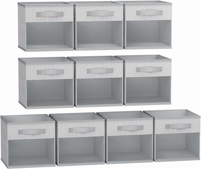 DIMJ Storage Cubes, Cube Storage Bin, 10 Pack Foldable Cubes with Window, Closet Oganizer Boxs with Handle, 12.2x 12.2 inch Storage Organizer for Clothes, Toys, Books