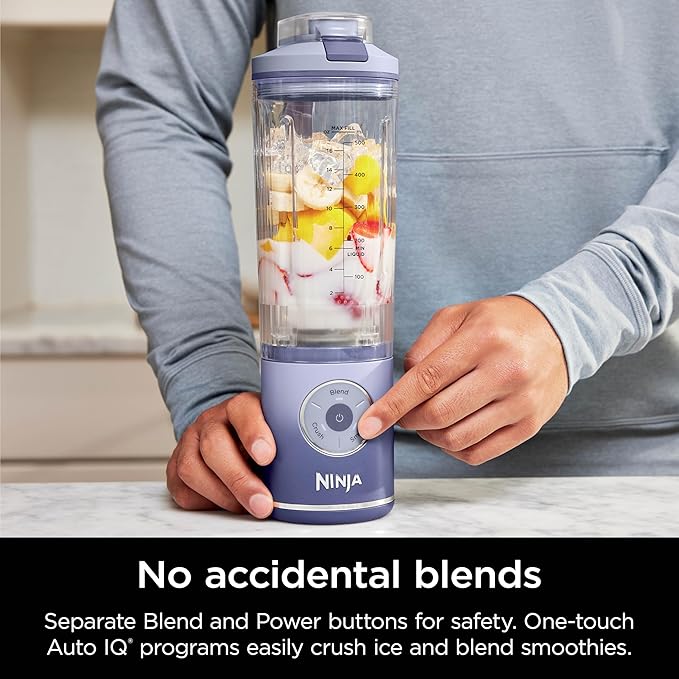 Ninja Blast Max, Portable Blender + Twist & Go, Personal Smoothie, Blend, Ice Crush, 3 Programs, Cordless, 22 oz removable Vessel, Dishwasher Safe, Leakproof, Lavender, BC251LD