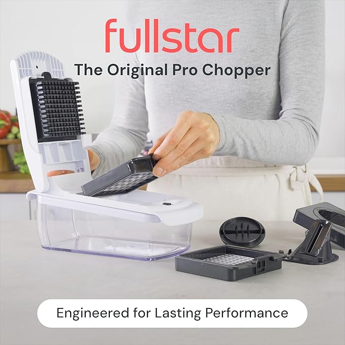 Fullstar The Original Pro Chopper - Vegetable Chopper and Spiralizer, Food Chopper with Container, Fruit Slicer, Kitchen Gadgets & Gifts, Home Essentials (4 in 1, Gray/Green)