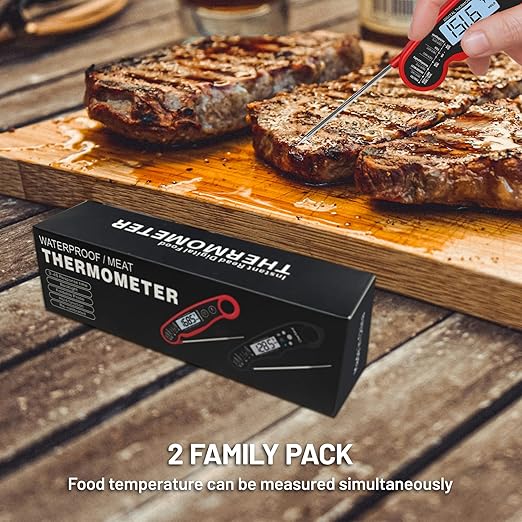 𝟮𝟬𝟮𝟱 𝙐𝙥𝙜𝙧𝙖𝙙𝙚𝙙 Instant Read Digital Meat Thermometer by puxyblue - 2 Pack Waterproof & Super Fast Food Thermometer Widely Used for Indoor & Outdoor Cook, Grill, Bake, BBQ, Candy Making