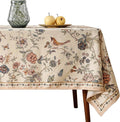 ISAENNE Designer French Light Beige Square Tablecloth,Linen Florals and Birds Pattern Table Cloth,Anti-Wrinkle Decorative Tablecloths for Dining Thanksgiving Kitchen Party,67"*67"-Cornucopia