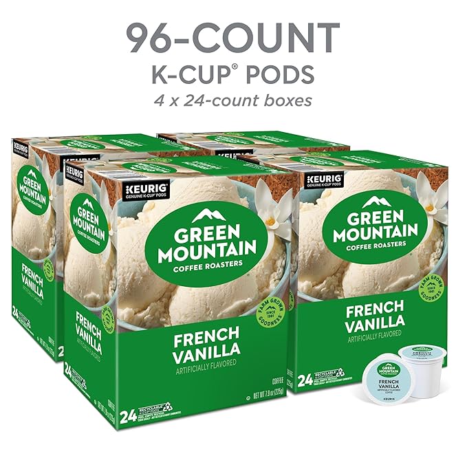 Green Mountain Coffee Roasters French Vanilla Coffee, Keurig Single-Serve K-Cup pods, Light Roast, 96 Count