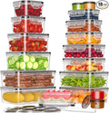 36-Piece Food Storage Containers with Lids(18 Container & 18 Lid), Plastic Food Containers for Pantry & Kitchen Storage and Organization, BPA-Free, Leak Proof, Reusable with Labels & Pen