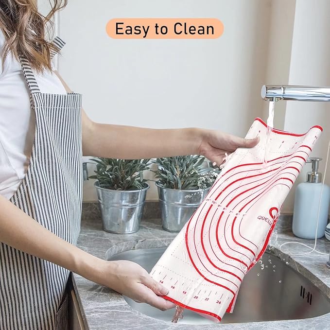 Silicone Baking Mat with Measurements, Pastry Mat for Rolling Out Dough, Kitchen Counter Mat, Red, 20" x 28", Fondant Mat/Oven Liner Mat