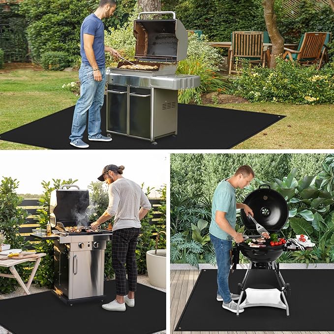 TOHONFOO 60 x 48 in Under Grill Mat for Outdoor Grill - Fireproof BBQ Mats for Grilling to Protect The Deck, Patio, Pavers - Easy to Clean Indoor Fireplace Mat - 1mm