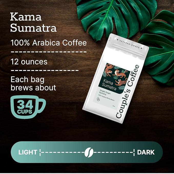 Couple’s Coffee Whole Bean Coffee | Single Origin Sumatra Dark Roast Coffee | Gives Back to Military Families | Made with 100% Arabica Beans | 12oz