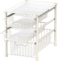 Simple Houseware 3-Tier Stackable Sliding Basket Storage Organizer Drawer for Bathroom and Kitchen, White