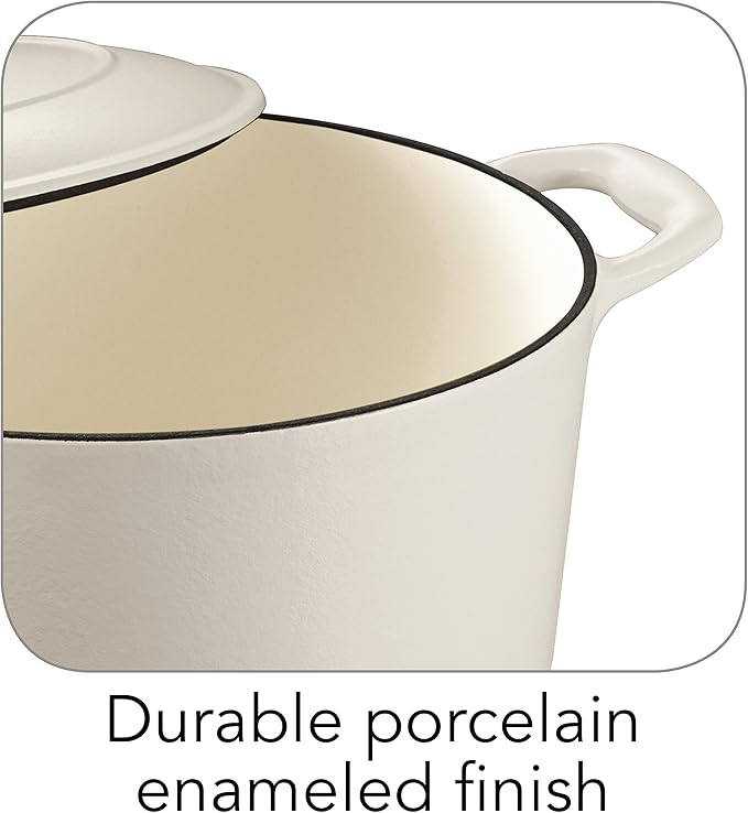 Tramontina Bestow Enameled Cast Iron Dutch Oven Pot with Lid, Round 5.5-quart, Matte White