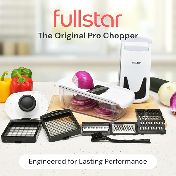 Fullstar The Original Pro Chopper - Vegetable Chopper and Spiralizer, Food Chopper with Container, Fruit Slicer, Kitchen Gadgets & Gifts, Home Essentials (8 in 1, Black)