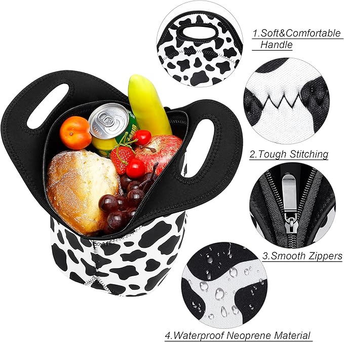 Neoprene Lunch Bag for Women Insulated Lunch Tote Bags Washable Lunch Container Box for Work Picnic Lightweight Meal Prep Bags for Men