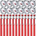 Xuhal 12 Pcs Stainless Steel Kitchen Thermometer with 5 Inch Long Stem 1 Inch Dial Thermometer Milk Frothing Food for Oven Probe Meat Grill BBQ Cooking Chocolate Water (Red)
