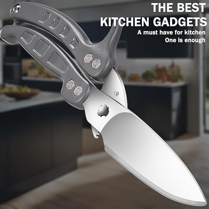 Kitchen Shears Heavy Duty Poultry Shears Meat Cutting Dishwasher Safe and Stainless Food Kitchen Scissors for Chicken Turkey Thanksgiving,Grey