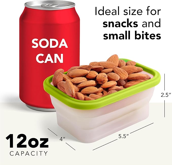 ECOBERI Small Collapsible Silicone Containers, Perfect for Snacks, Travel, Space-Saving Storage, Set of 8