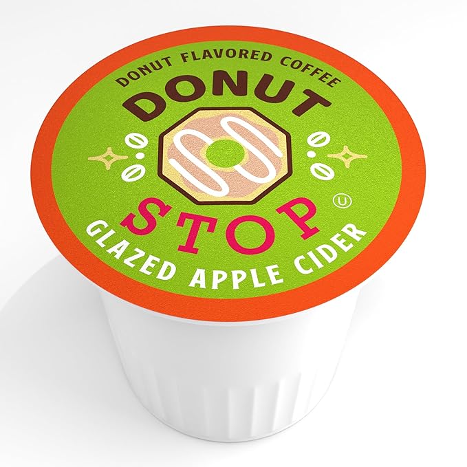 Donut Stop Glazed Apple Cider Medium Roast Coffee Pods, 40 Count, Compatible with 2.0 K-Cup Brewers