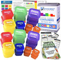 Portion Control Containers DELUXE Kit (28-Piece) with COMPLETE GUIDE + 21 DAY PLANNER + RECIPE eBOOK BPA FREE Color Coded Meal Prep System for Diet and Weight Loss